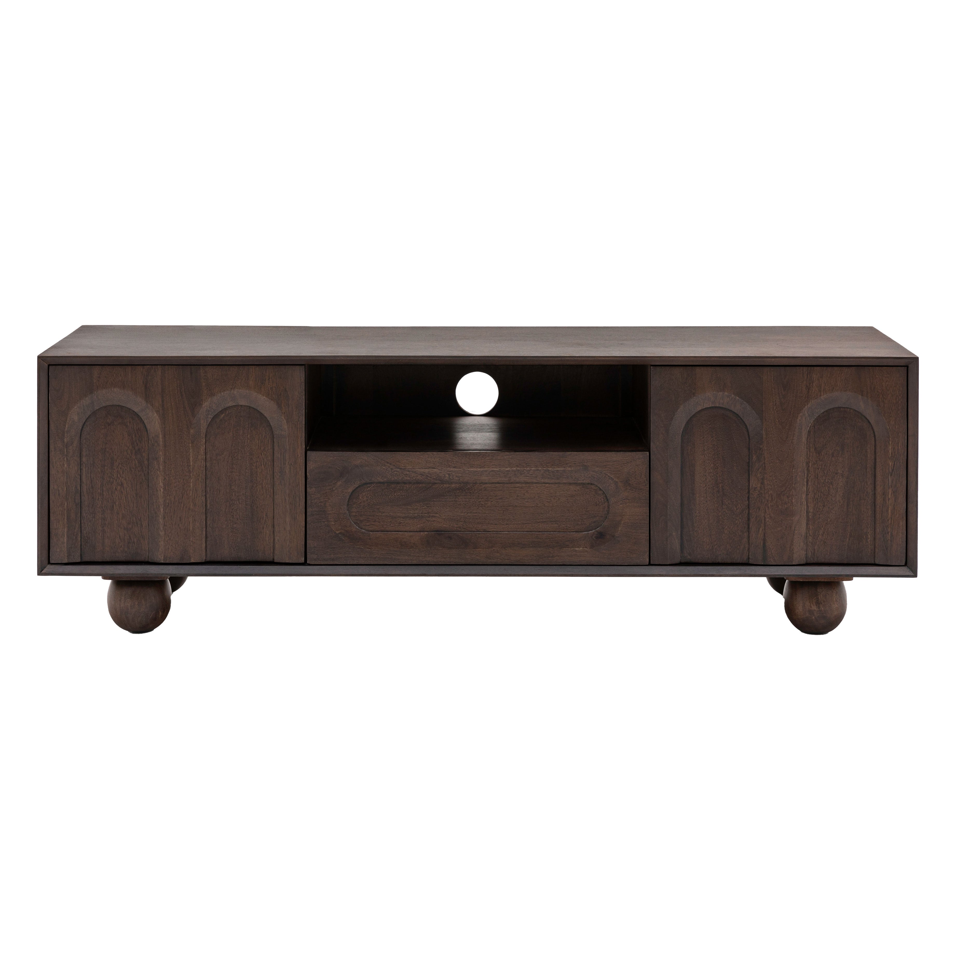 Arc Retro Media Unit | Walnut Mango Wood